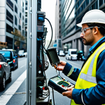 **

"A professional environmental engineer, fully clothed in modest attire, examining air quality monitoring equipment in a bustling urban setting. The scene includes various measuring instruments and safety gear. Safe for work, appropriate content, professional, perfect anatomy, natural proportions, high quality."

**