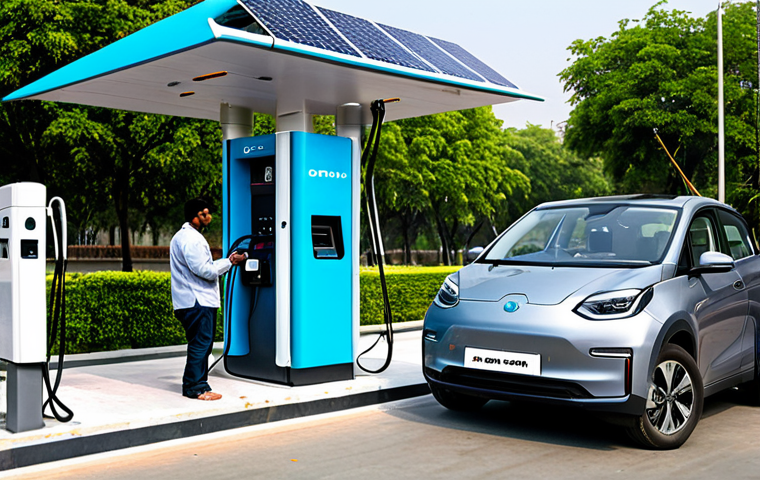대기오염물질 관리 방안 연구 사례 - Electric Vehicle Promotion**
A family-friendly scene at an electric vehicle charging station in Del...