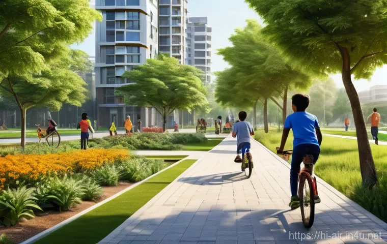 대기환경관리 정책과 기술 변화 - **Prompt:** "A bustling, futuristic cityscape in India, bathed in warm, early morning sunlight. The ...